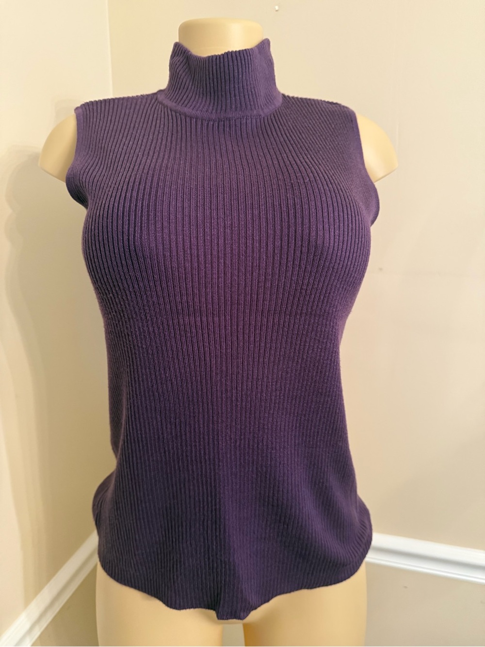 croft & barrow Purple Sleeveless Ribbed Turtleneck Sweater